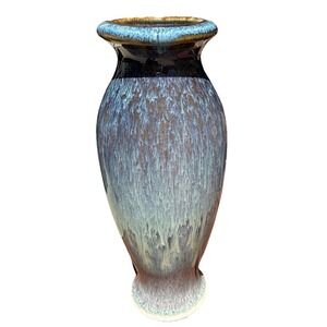 Bill Campbell Vase Drip Glaze Blues Purple Brown 7.5" BEAUTIFUL #6615